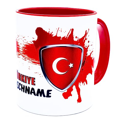 Türkei Turkey Tasse mit Namen personalisiert Tükiye Wappen Flagge Fahnen türkische Produkte Spruch Getränke Becher Geschenk Türken Mann Frau Geburtstag kupası kupa hediyesi doğum günü Keramik 330 ml von Golebros