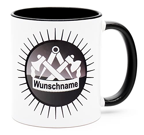 Zimmermann Tasse mit Namen personalisierte Zimmerer Kaffeetasse Becher Geschenk zum Geburtstag Abschied Geschenkidee für Ausbildung Abschluss Meister Gesellen Prüfung Arbeitskollegen Zunftzeichen von Golebros