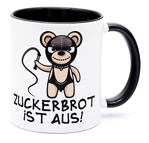 Zuckerbrot ist aus! SM Teddy Kaffee Tasse Becher Arbeit Chef Handwerker Büro Arbeitskollegin Arbeitskollege Kollegin Kollege Spruch Lustig witzig Big Boss Versaut Geschenk SadoMaso Keramik 330 ml von Golebros