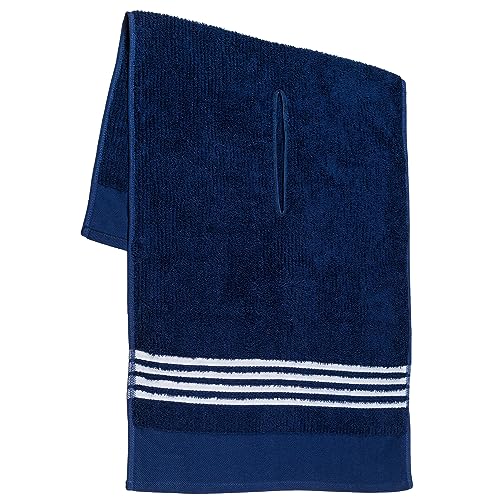 The Tour Towel | Großes Golf-Caddy-Handtuch aus Frottee, saugfähig, 48,3 x 111,8 cm, Mittelschnitt, perfektes Golfwagen-Zubehör und Golftasche, blau mit weißen Streifen von Golf Guys
