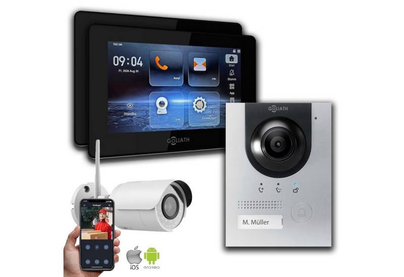 Goliath Intercom Video-Türsprechanlage Gegensprechanlage mit Kamera Goliath IP 2-Draht 2-Monitore 1-IP-Kamera (Privat oder Gewerblich) von Goliath Intercom