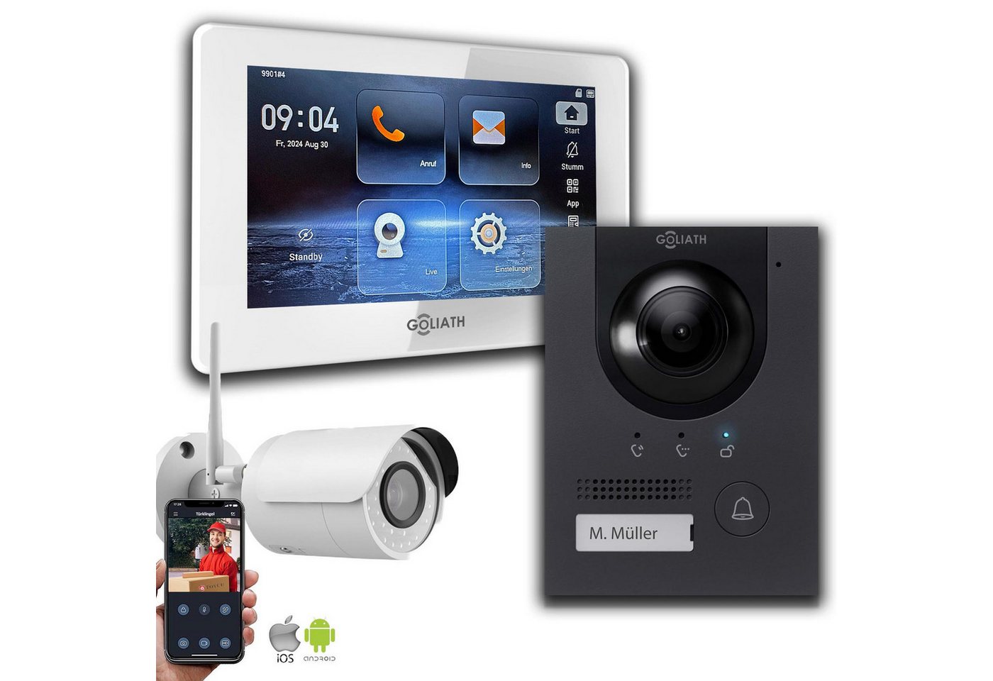 Goliath Intercom Video-Türsprechanlage Gegensprechanlage mit Kamera Goliath IP 2-Draht Anthrazit 1-Monitor 1- (Privat oder Gewerblich) von Goliath Intercom