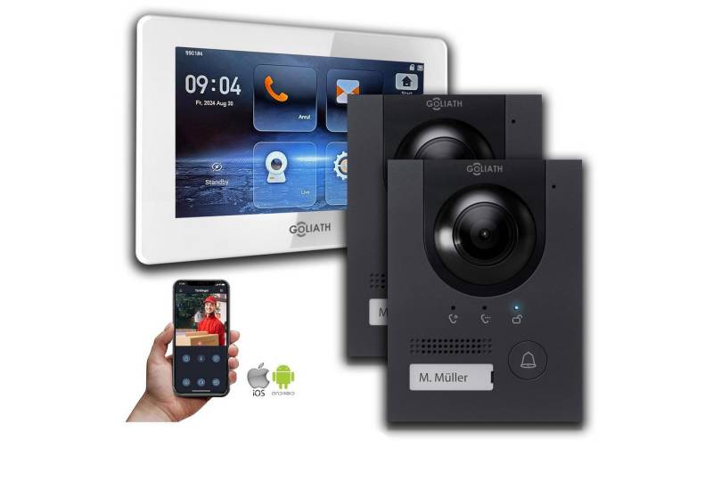 Goliath Intercom Video-Türsprechanlage Gegensprechanlage mit Kamera Goliath IP 2-Draht BUS Anthrazit 1-Monito (Privat oder Gewerblich) von Goliath Intercom