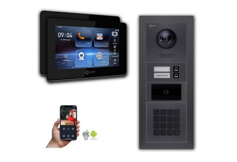 Goliath Intercom Video-Türsprechanlage Goliath 2-Draht BUS Video Türsprechanlage: 2 Familienhaus, RFID, Zahle (Privat oder Gewerblich) von Goliath Intercom