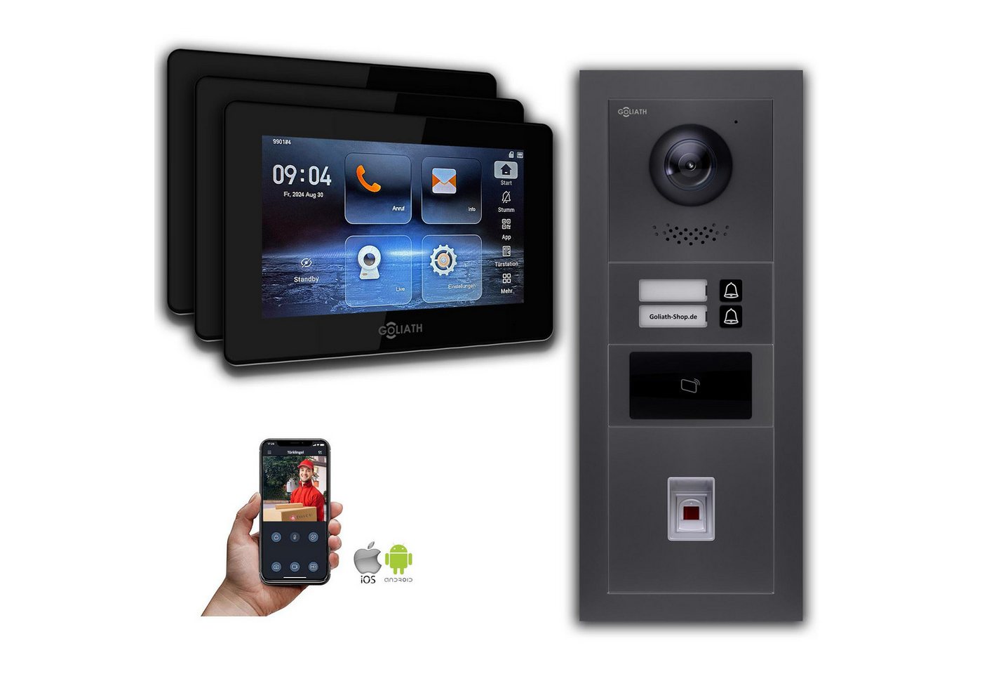 Goliath Intercom Video-Türsprechanlage Goliath 2-Draht BUS Video Türsprechanlage: 2 Familienhaus, RFID, Zahle (Privat oder Gewerblich) von Goliath Intercom