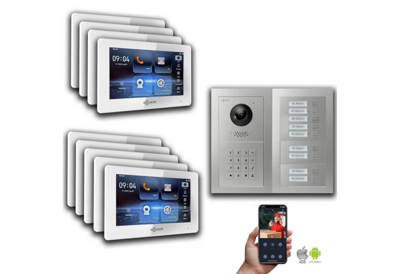 Goliath Intercom Video-Türsprechanlage Goliath 2-Draht BUS Video Türsprechanlage: 9 Familienhaus, Zahlencode, (Privat oder Gewerblich) von Goliath Intercom