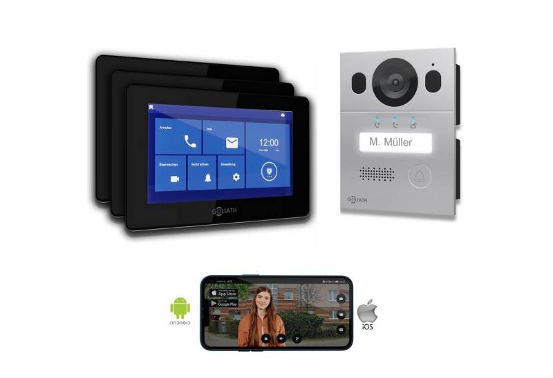 Goliath Intercom Video-Türsprechanlage Goliath Basic Line 2-Draht Video Türsprechanlage Schwarz/Silber (Privat oder Gewerblich) von Goliath Intercom