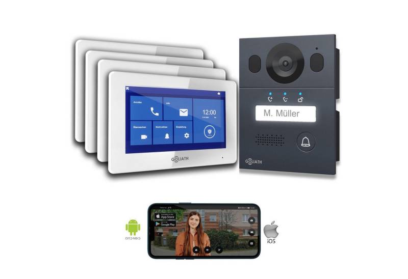 Goliath Intercom Video-Türsprechanlage Goliath Basic Line 2-Draht Video Türsprechanlage Weiß/Anthrazit (Privat oder Gewerblich) von Goliath Intercom