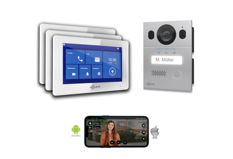 Goliath Intercom Video-Türsprechanlage Goliath Basic Line 2-Draht Video Türsprechanlage Weiß/Silber (Privat oder Gewerblich) von Goliath Intercom