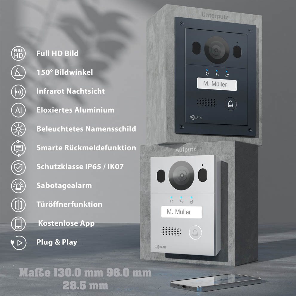 Goliath Intercom Video-Türsprechanlage Goliath Basic Line Türklingel Silber / Anthrazit (Privat oder Gewerblich, Anthrazit) von Goliath Intercom