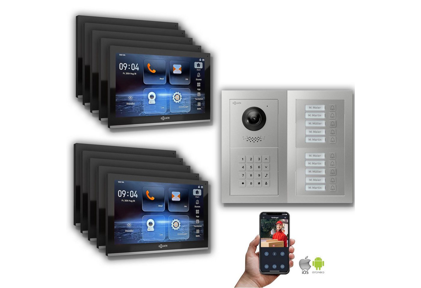 Goliath Intercom Video-Türsprechanlage Goliath IP Video Türsprechanlage 10-Fam. Zahlencode (Privat oder Gewerblich) von Goliath Intercom