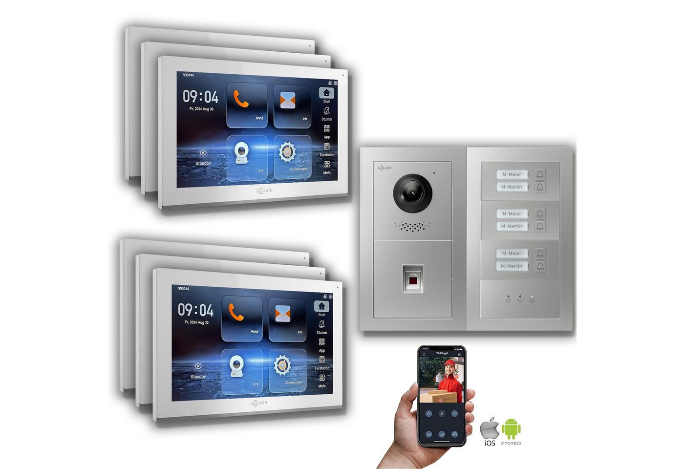 Goliath Intercom Video-Türsprechanlage Goliath IP Video Türsprechanlage 6-Fam. Fingerprint Anzeige (Privat oder Gewerblich) von Goliath Intercom