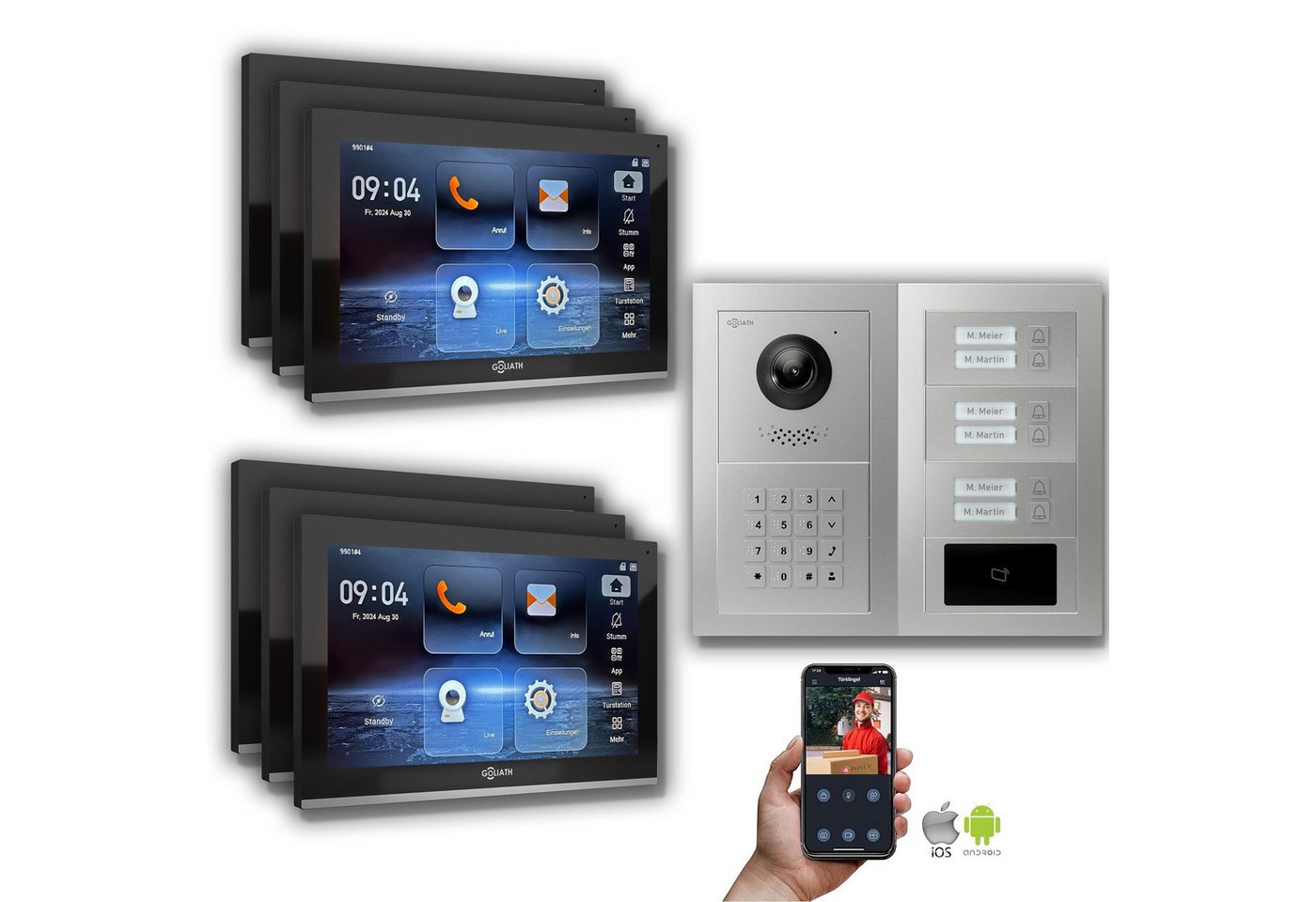 Goliath Intercom Video-Türsprechanlage Goliath IP Video Türsprechanlage 6-Fam. Zahlencode RFID (Privat oder Gewerblich) von Goliath Intercom