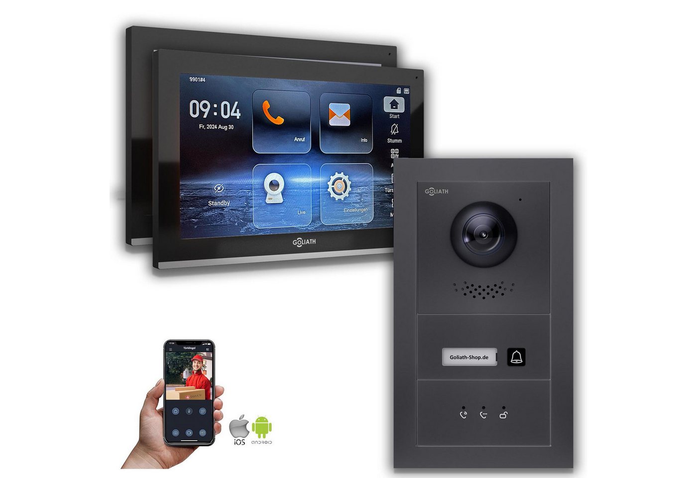 Goliath Intercom Video-Türsprechanlage Goliath IP Video Türsprechanlage mit Kamera 10-Zoll Anthrazit (Privat oder Gewerblich) von Goliath Intercom
