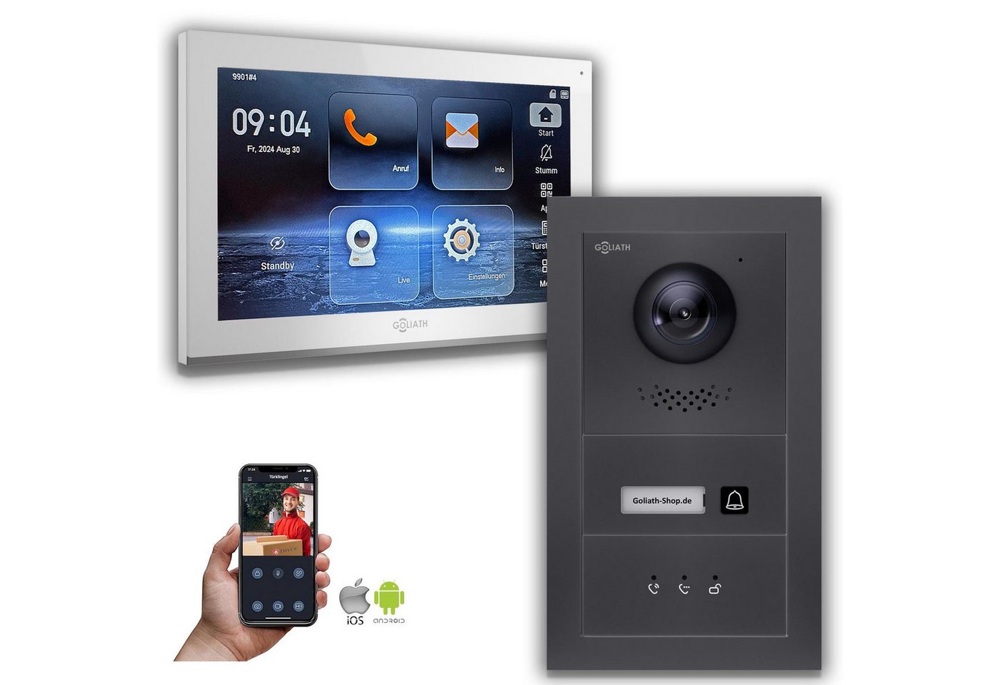 Goliath Intercom Video-Türsprechanlage Goliath IP Video Türsprechanlage mit Kamera 10-Zoll Anthrazit (Privat oder Gewerblich) von Goliath Intercom