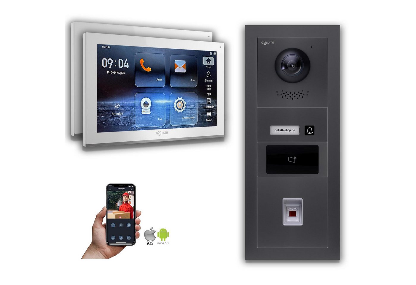 Goliath Intercom Video-Türsprechanlage Goliath IP Video Türsprechanlage mit Kamera 10-Zoll Fingerprint RFID A (Privat oder Gewerblich) von Goliath Intercom