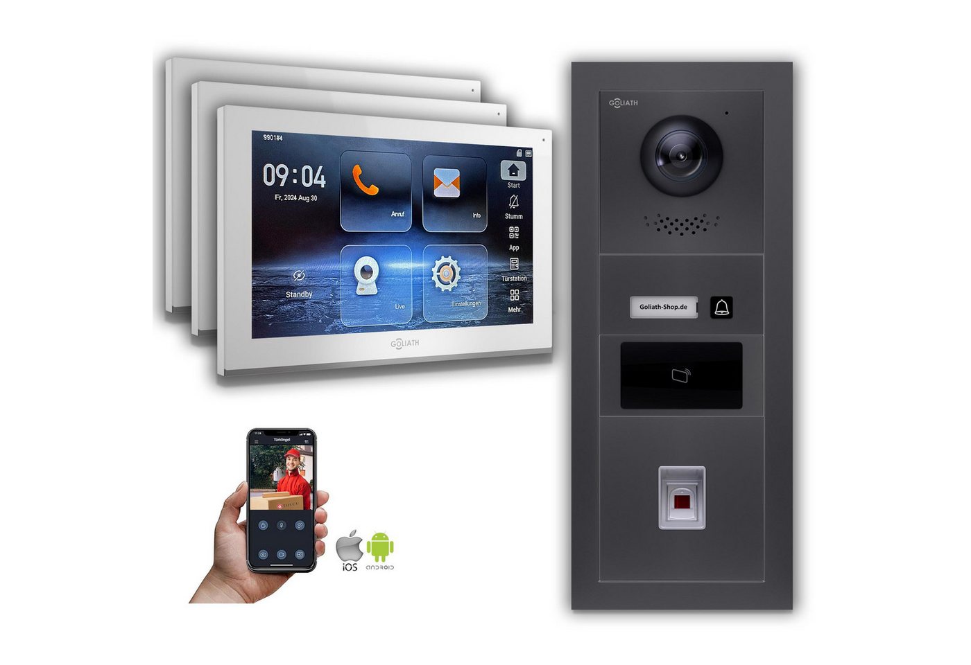 Goliath Intercom Video-Türsprechanlage Goliath IP Video Türsprechanlage mit Kamera 10-Zoll Fingerprint RFID A (Privat oder Gewerblich) von Goliath Intercom