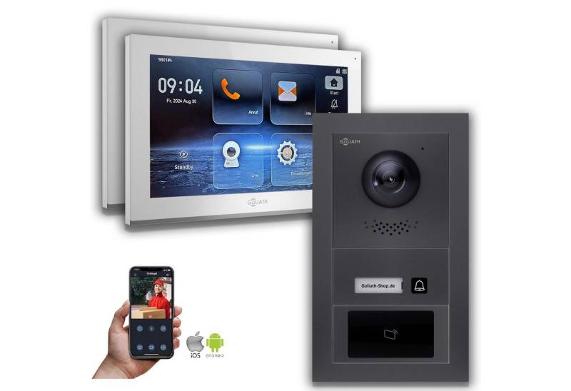 Goliath Intercom Video-Türsprechanlage Goliath IP Video Türsprechanlage mit Kamera 10-Zoll RFID Anthrazit (Privat oder Gewerblich) von Goliath Intercom