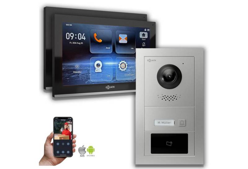 Goliath Intercom Video-Türsprechanlage Goliath IP Video Türsprechanlage mit Kamera 10-Zoll RFID Silber (Privat oder Gewerblich) von Goliath Intercom