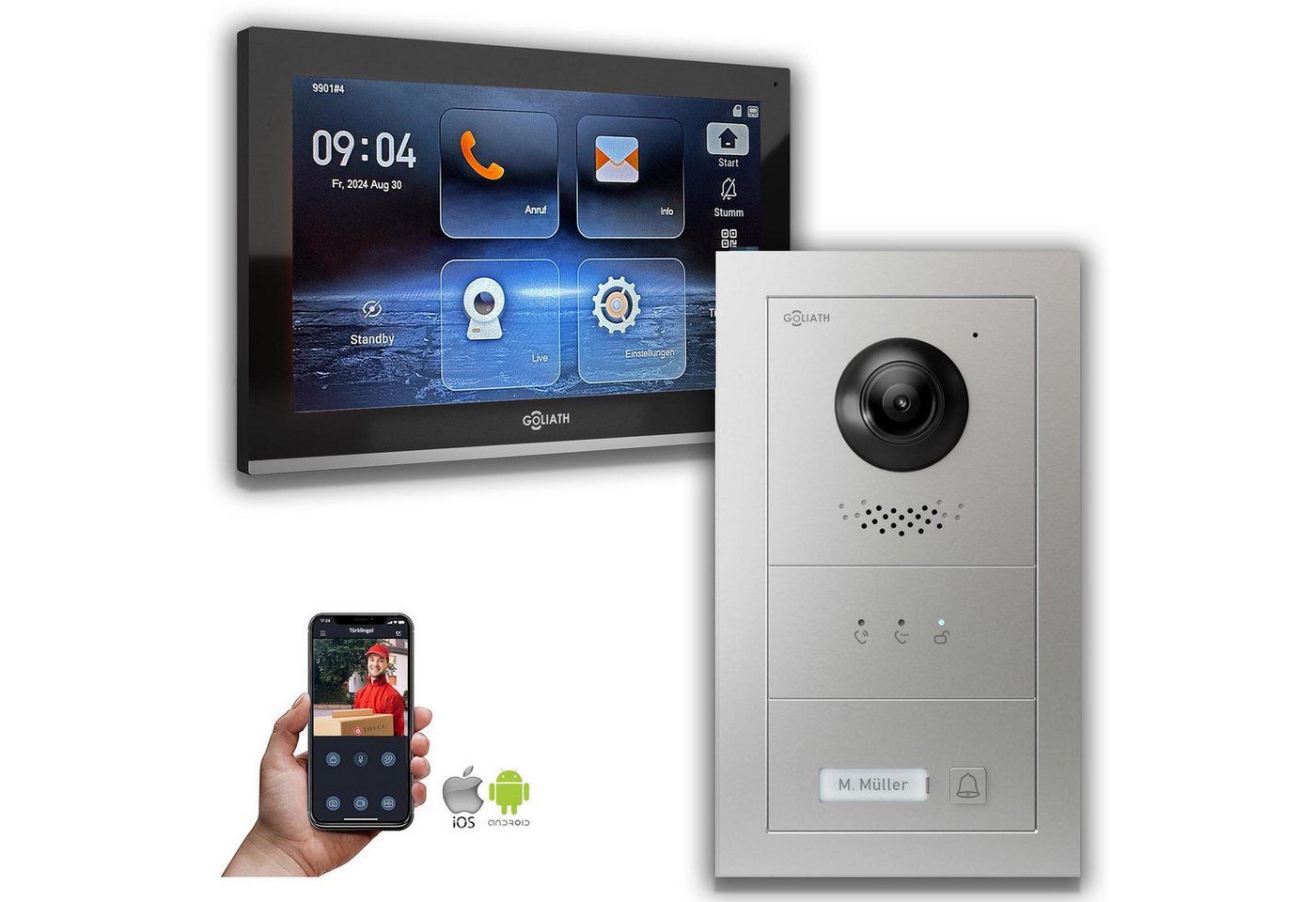 Goliath Intercom Video-Türsprechanlage Goliath IP Video Türsprechanlage mit Kamera 10-Zoll Silber (Privat oder Gewerblich) von Goliath Intercom