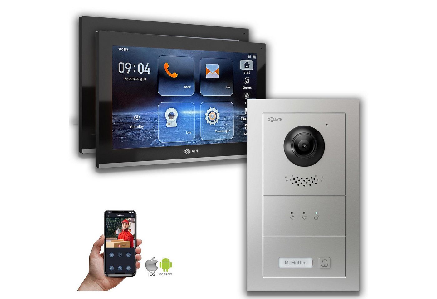 Goliath Intercom Video-Türsprechanlage Goliath IP Video Türsprechanlage mit Kamera 10-Zoll Silber (Privat oder Gewerblich) von Goliath Intercom