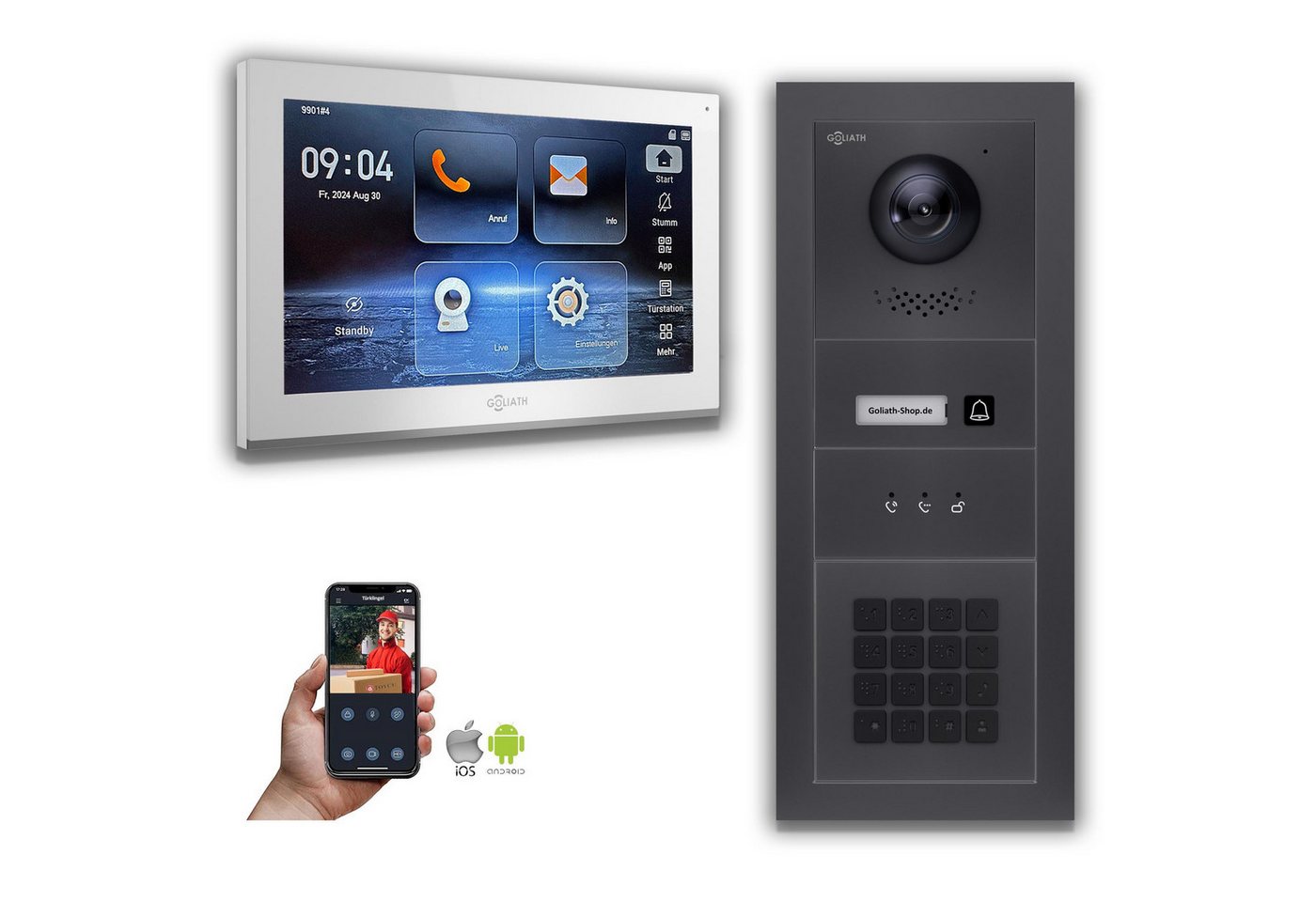 Goliath Intercom Video-Türsprechanlage Goliath IP Video Türsprechanlage mit Kamera 10-Zoll Zahlencode Anzeige (Privat oder Gewerblich) von Goliath Intercom
