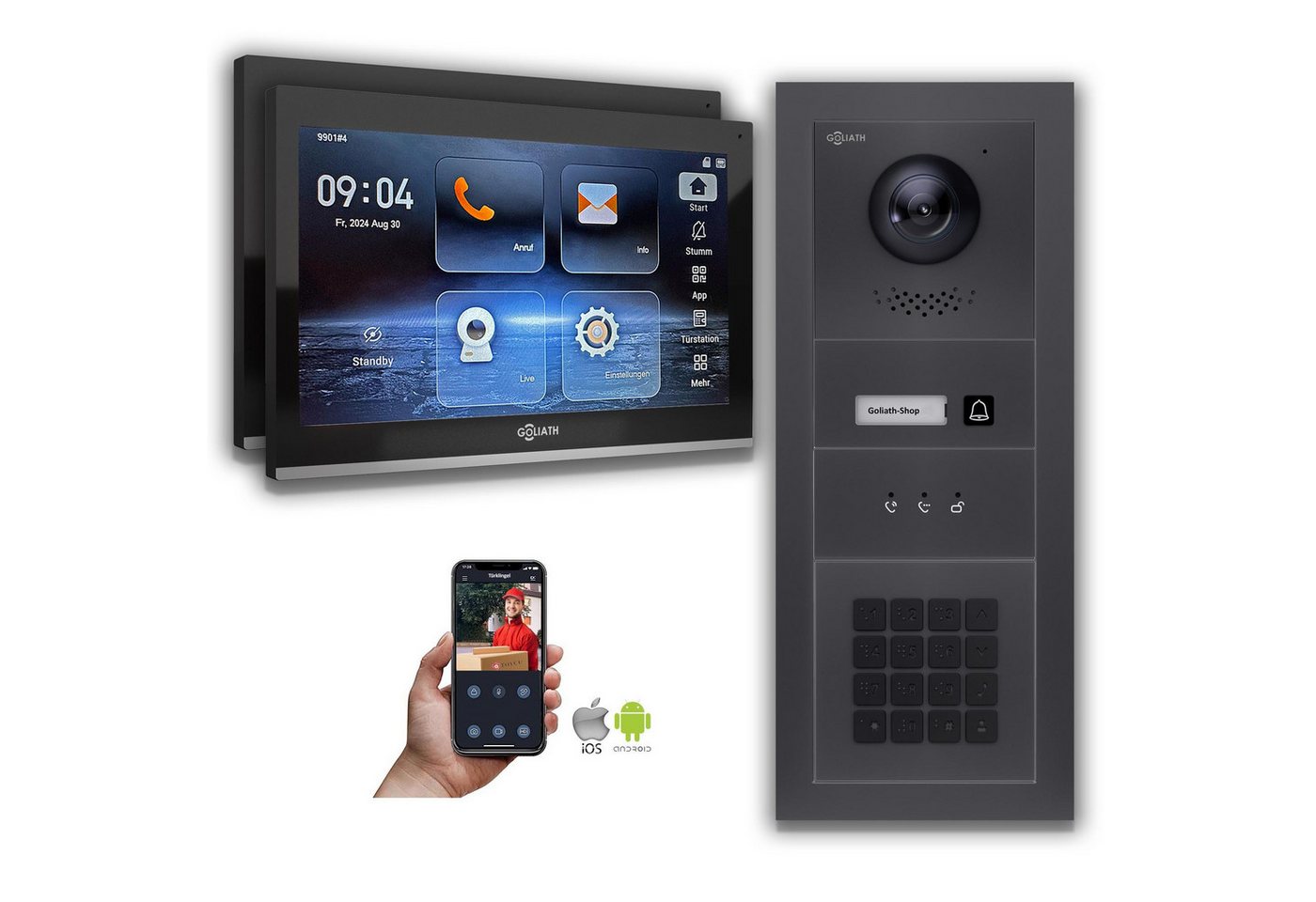 Goliath Intercom Video-Türsprechanlage Goliath IP Video Türsprechanlage mit Kamera 10-Zoll Zahlencode Anzeige (Privat oder Gewerblich) von Goliath Intercom