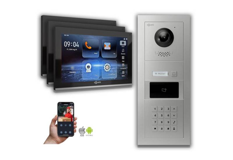 Goliath Intercom Video-Türsprechanlage Goliath IP Video Türsprechanlage mit Kamera 10-Zoll Zahlencode RFID Si (Privat oder Gewerblich) von Goliath Intercom