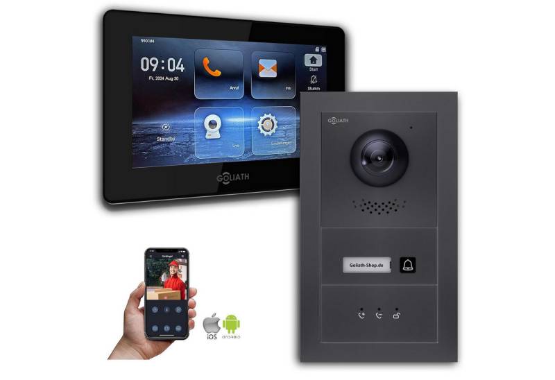 Goliath Intercom Video-Türsprechanlage Goliath IP Video Türsprechanlage mit Kamera 7-Zoll Anthrazit (Privat oder Gewerblich) von Goliath Intercom