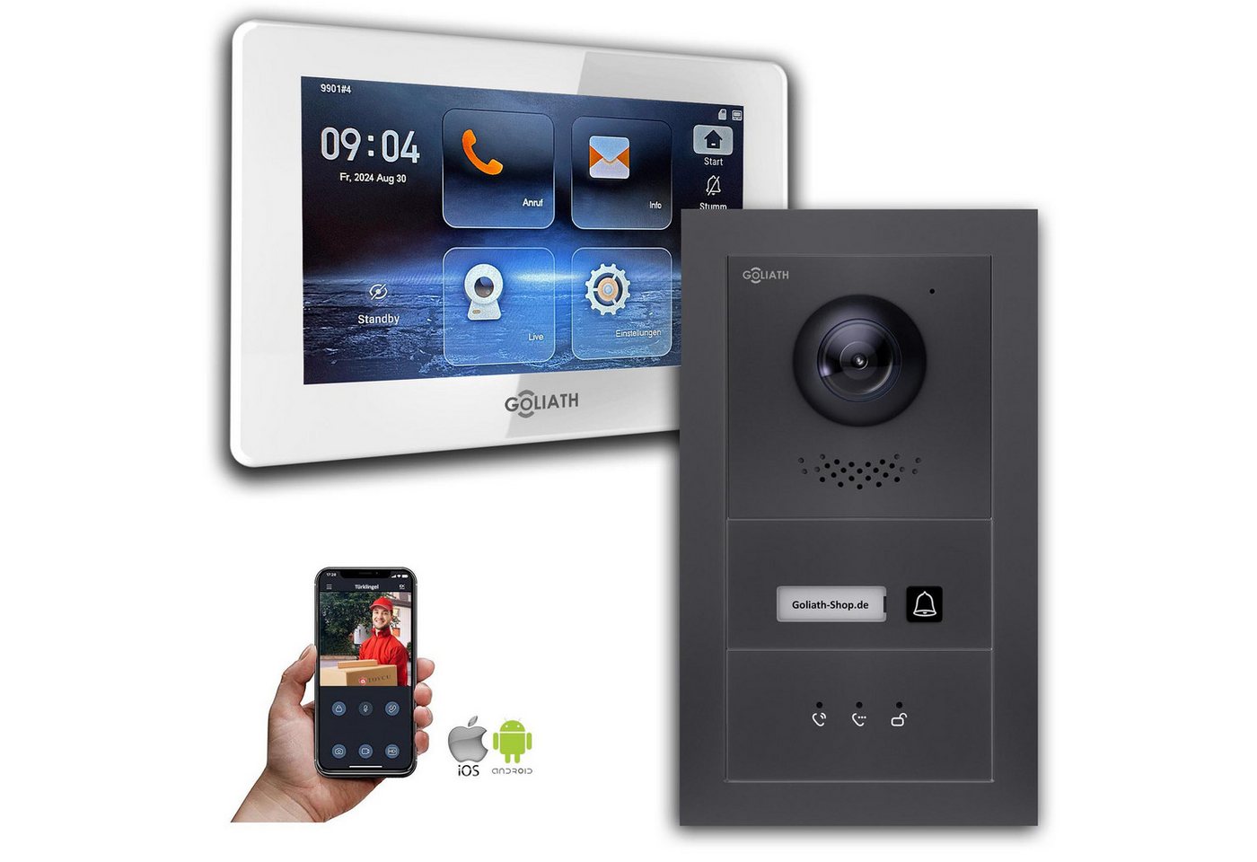Goliath Intercom Video-Türsprechanlage Goliath IP Video Türsprechanlage mit Kamera 7-Zoll Anthrazit (Privat oder Gewerblich) von Goliath Intercom