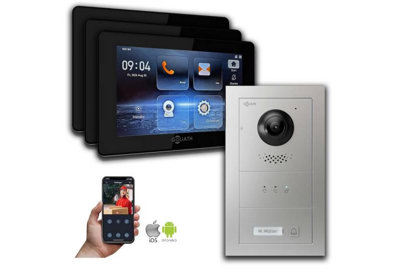 Goliath Intercom Video-Türsprechanlage Goliath IP Video Türsprechanlage mit Kamera 7-Zoll Silber (Privat oder Gewerblich) von Goliath Intercom