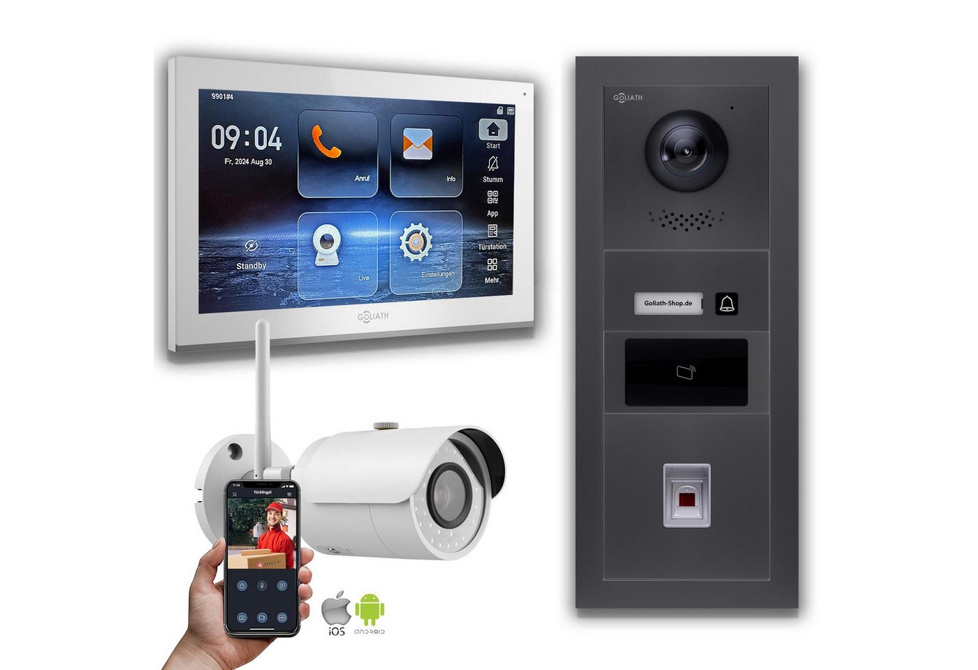 Goliath Intercom Video-Türsprechanlage Goliath IP Video Türsprechanlage: 10-Zoll 1 Monitor, RFID, Fingerprint (Privat oder Gewerblich) von Goliath Intercom