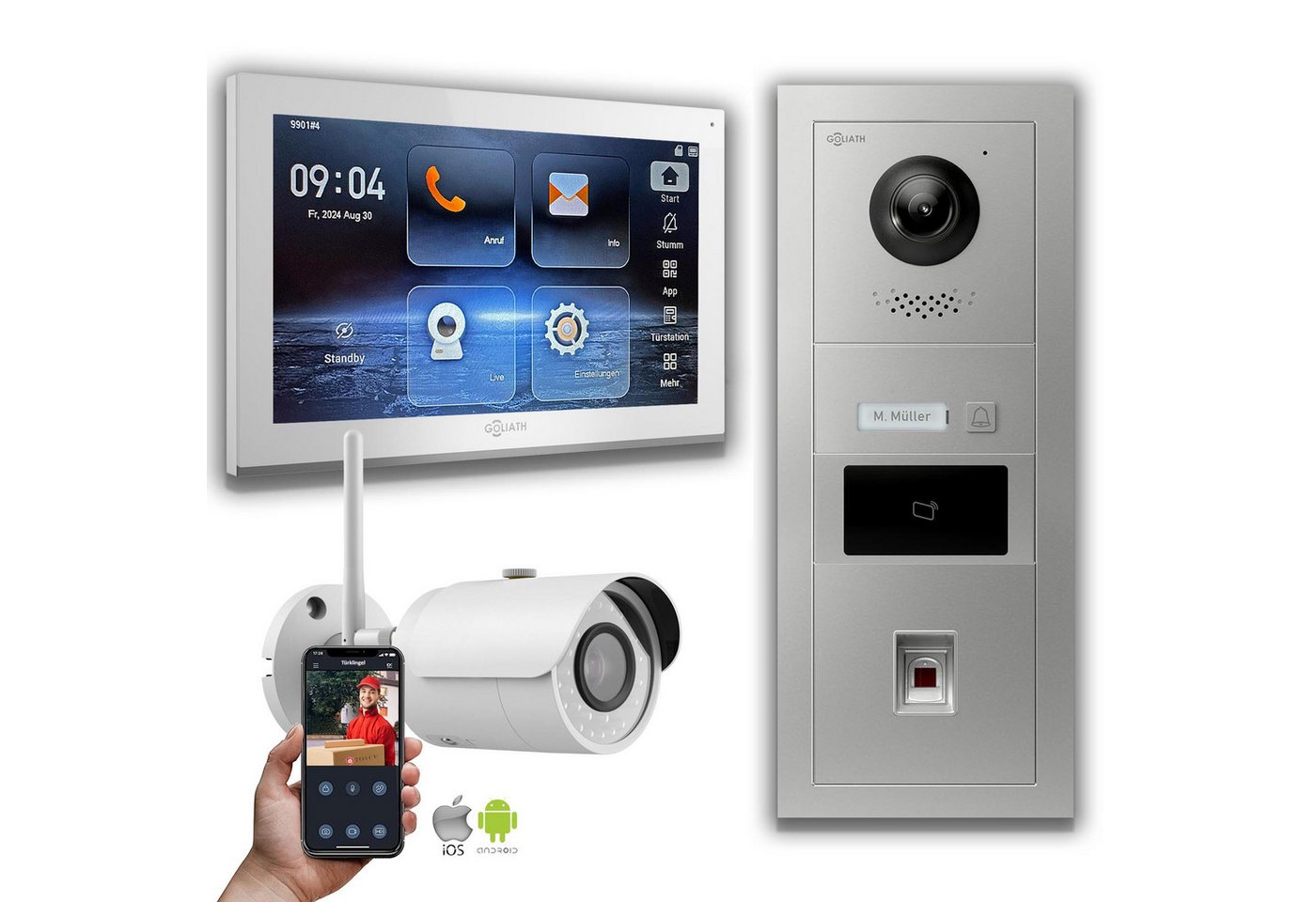Goliath Intercom Video-Türsprechanlage Goliath IP Video Türsprechanlage: 10-Zoll 1 Monitor, RFID, Fingerprint (Privat oder Gewerblich) von Goliath Intercom