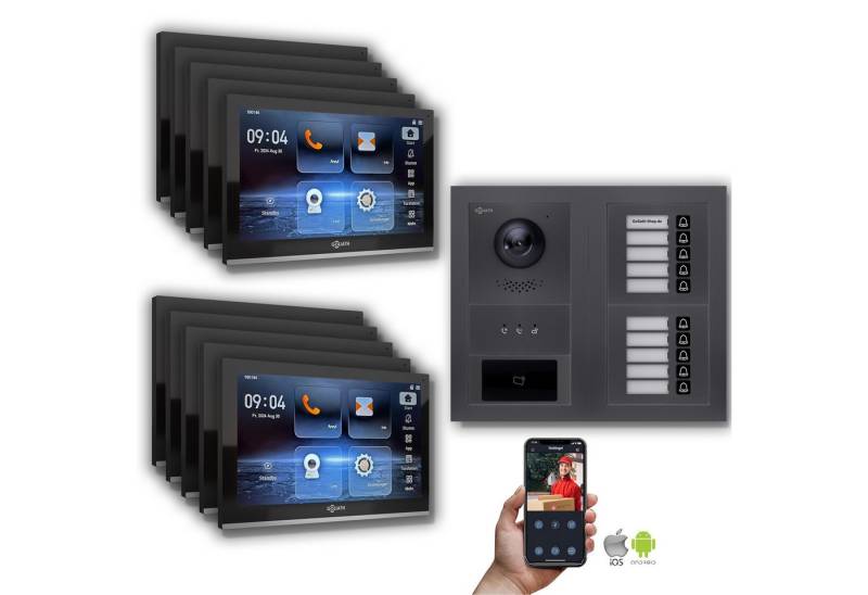 Goliath Intercom Video-Türsprechanlage Goliath IP Video Türsprechanlage: 10-Zoll 10 Familienhaus, RFID, Anzei (Privat oder Gewerblich) von Goliath Intercom