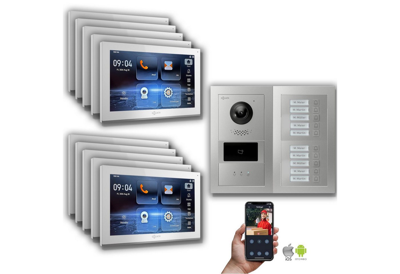 Goliath Intercom Video-Türsprechanlage Goliath IP Video Türsprechanlage: 10-Zoll 10 Familienhaus, Smartphone- (Privat oder Gewerblich) von Goliath Intercom