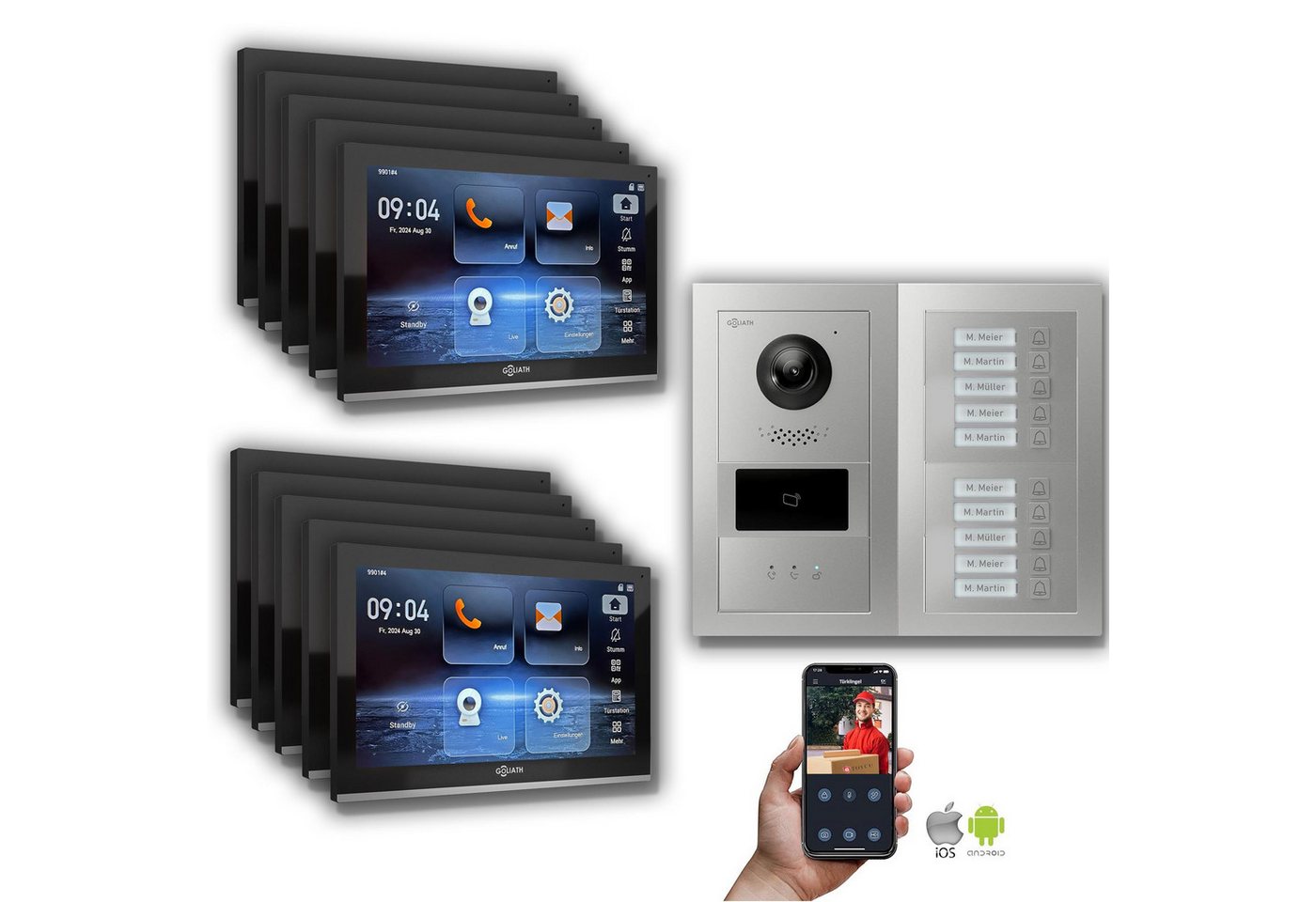 Goliath Intercom Video-Türsprechanlage Goliath IP Video Türsprechanlage: 10-Zoll 10 Familienhaus, Smartphone- (Privat oder Gewerblich) von Goliath Intercom