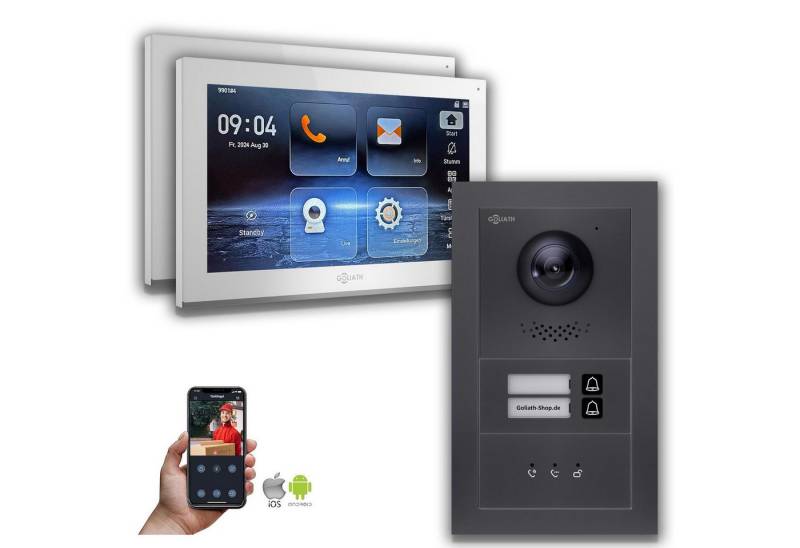 Goliath Intercom Video-Türsprechanlage Goliath IP Video Türsprechanlage: 10-Zoll 2 Familienhaus, Anzeige, Ant (Privat oder Gewerblich) von Goliath Intercom