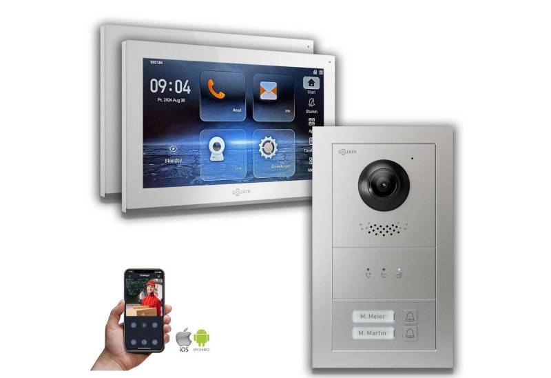 Goliath Intercom Video-Türsprechanlage Goliath IP Video Türsprechanlage: 10-Zoll 2 Familienhaus, Anzeige, Sil (Privat oder Gewerblich) von Goliath Intercom