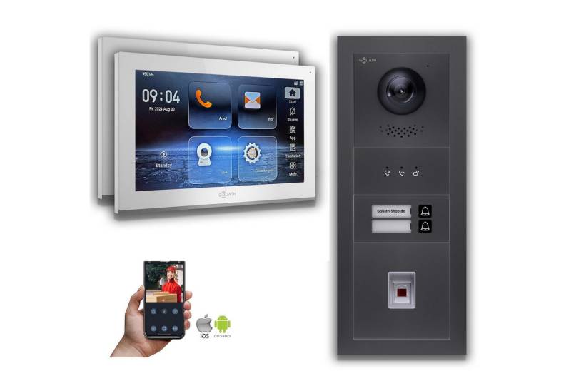Goliath Intercom Video-Türsprechanlage Goliath IP Video Türsprechanlage: 10-Zoll 2 Familienhaus, Fingerprint, (Privat oder Gewerblich) von Goliath Intercom