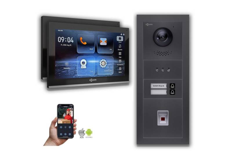 Goliath Intercom Video-Türsprechanlage Goliath IP Video Türsprechanlage: 10-Zoll 2 Familienhaus, Fingerprint, (Privat oder Gewerblich) von Goliath Intercom