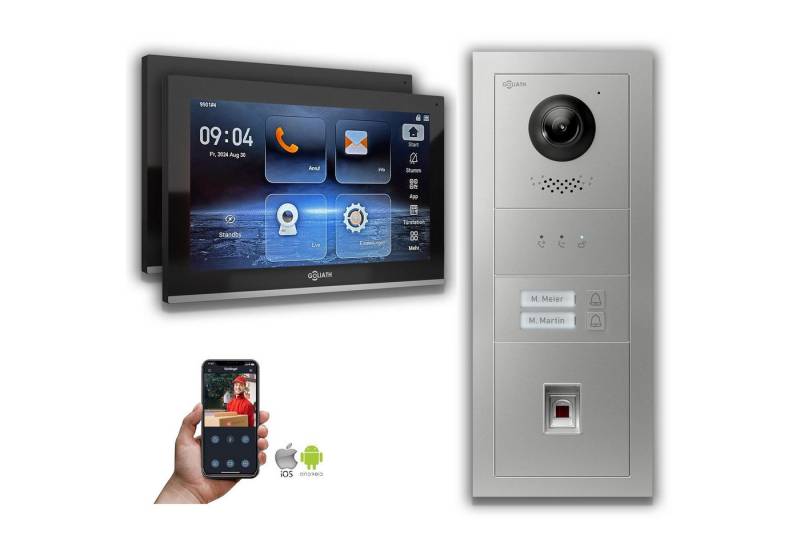 Goliath Intercom Video-Türsprechanlage Goliath IP Video Türsprechanlage: 10-Zoll 2 Familienhaus, Fingerprint, (Privat oder Gewerblich) von Goliath Intercom