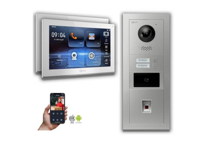 Goliath Intercom Video-Türsprechanlage Goliath IP Video Türsprechanlage: 10-Zoll 2 Familienhaus, Fingerprint, (Privat oder Gewerblich) von Goliath Intercom