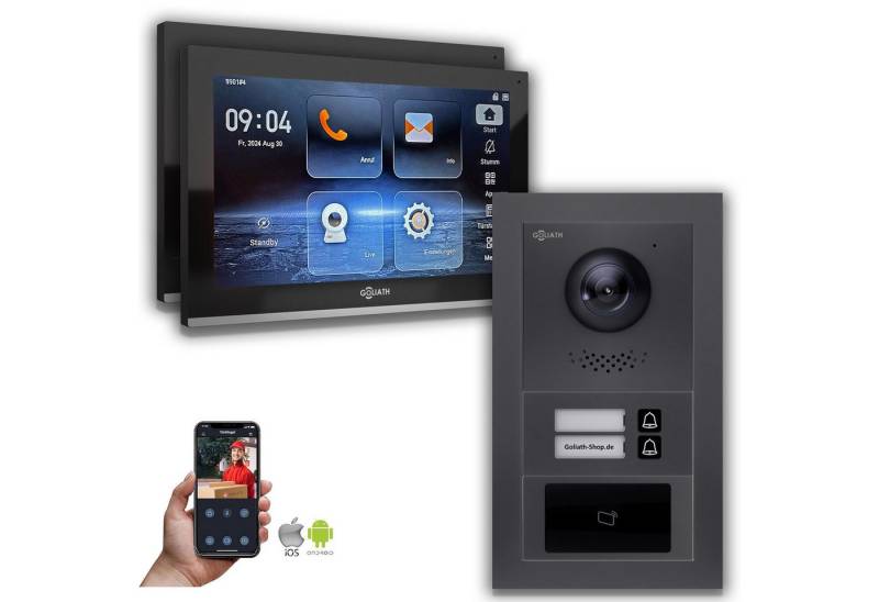 Goliath Intercom Video-Türsprechanlage Goliath IP Video Türsprechanlage: 10-Zoll 2 Familienhaus, RFID, Anthra (Privat oder Gewerblich) von Goliath Intercom