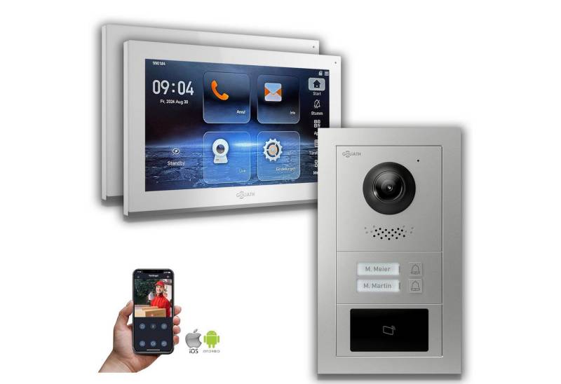 Goliath Intercom Video-Türsprechanlage Goliath IP Video Türsprechanlage: 10-Zoll 2 Familienhaus, RFID, Silber (Privat oder Gewerblich) von Goliath Intercom