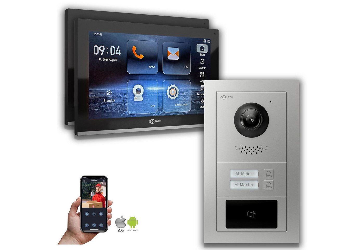 Goliath Intercom Video-Türsprechanlage Goliath IP Video Türsprechanlage: 10-Zoll 2 Familienhaus, RFID, Silber (Privat oder Gewerblich) von Goliath Intercom