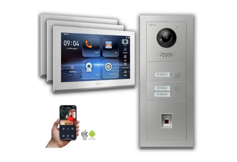 Goliath Intercom Video-Türsprechanlage Goliath IP Video Türsprechanlage: 10-Zoll 3 Familienhaus, Fingerprint, (Privat oder Gewerblich) von Goliath Intercom