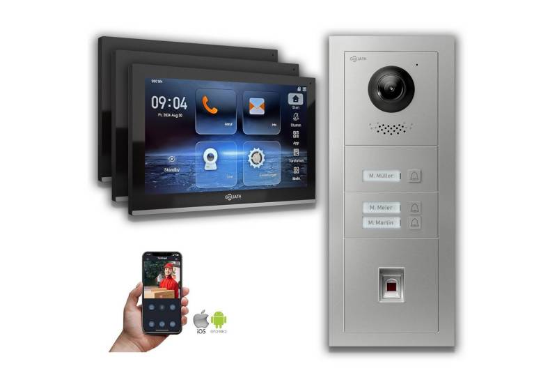 Goliath Intercom Video-Türsprechanlage Goliath IP Video Türsprechanlage: 10-Zoll 3 Familienhaus, Fingerprint, (Privat oder Gewerblich) von Goliath Intercom