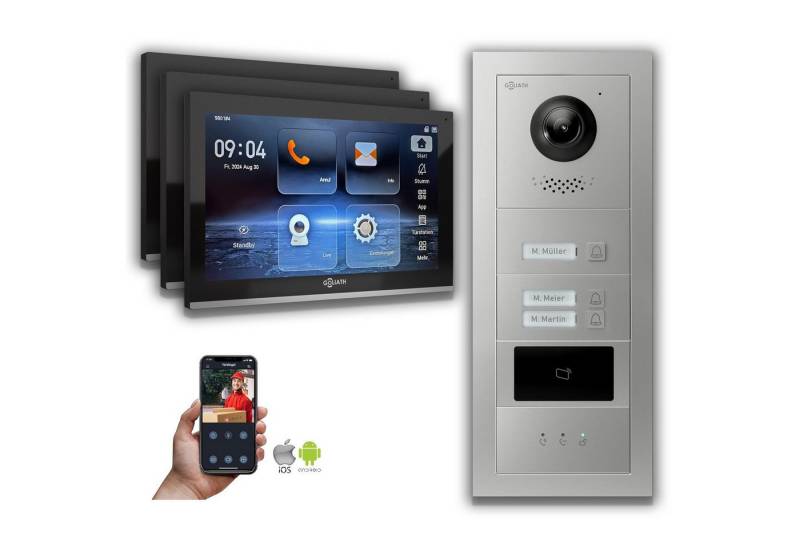 Goliath Intercom Video-Türsprechanlage Goliath IP Video Türsprechanlage: 10-Zoll 3 Familienhaus, RFID, Anzeig (Privat oder Gewerblich) von Goliath Intercom