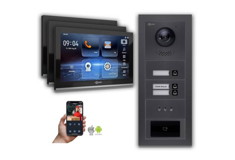 Goliath Intercom Video-Türsprechanlage Goliath IP Video Türsprechanlage: 10-Zoll 3Familienhaus, RFID, Anzeige (Privat oder Gewerblich) von Goliath Intercom