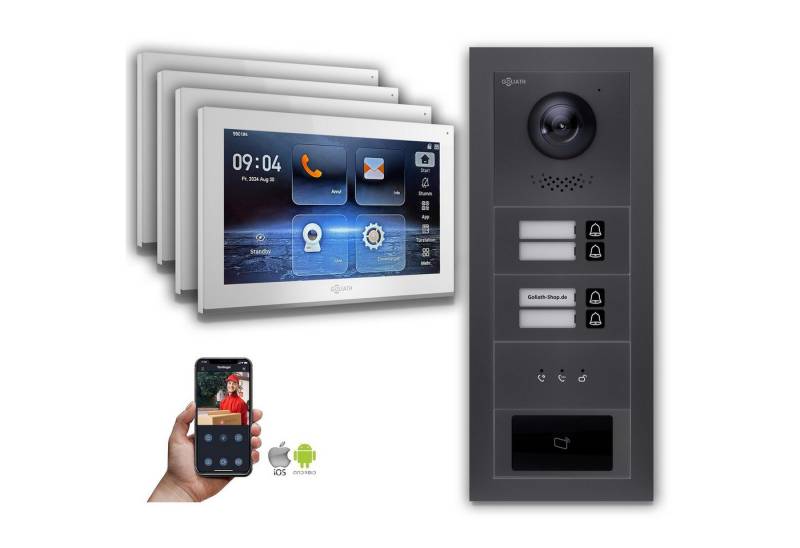 Goliath Intercom Video-Türsprechanlage Goliath IP Video Türsprechanlage: 10-Zoll 4 Familienhaus, RFID, Anzeig (Privat oder Gewerblich) von Goliath Intercom